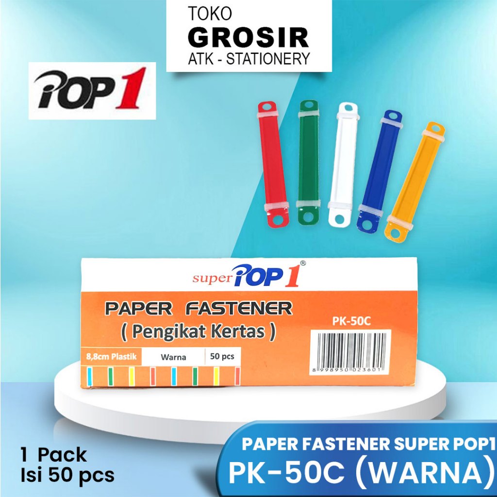 

PAPER FASTENER PK-50C WARNA / PENGIKAT KERTAS WARNA SUPERPOP1 / 1 PACK ISI 50 PCS