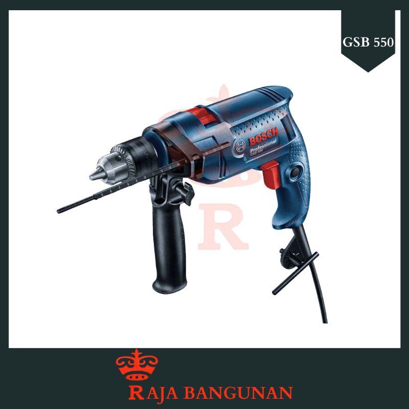 Bosch Mesin Bor Impact / Bor Tangan Listrik / Bor Logam / Kayu / Besi - GSB 550