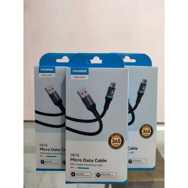 KABEL DATA FOOMEE DE-10 MICRO USB WITH INDIKATOR FAST CHARGING ORIGINAL