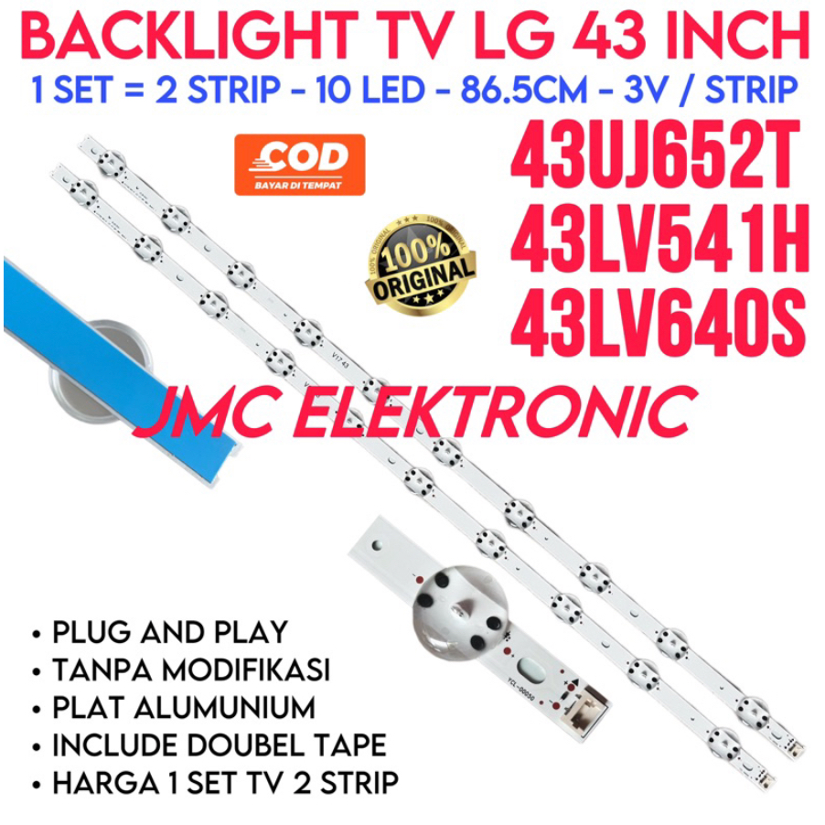 BACKLIGHT TV LED LG 43UJ652T 43LV541H 43LV640S 43LV541 43LV640 43UJ652 LAMPU BL 43 INCH 10K LENSA BESAR