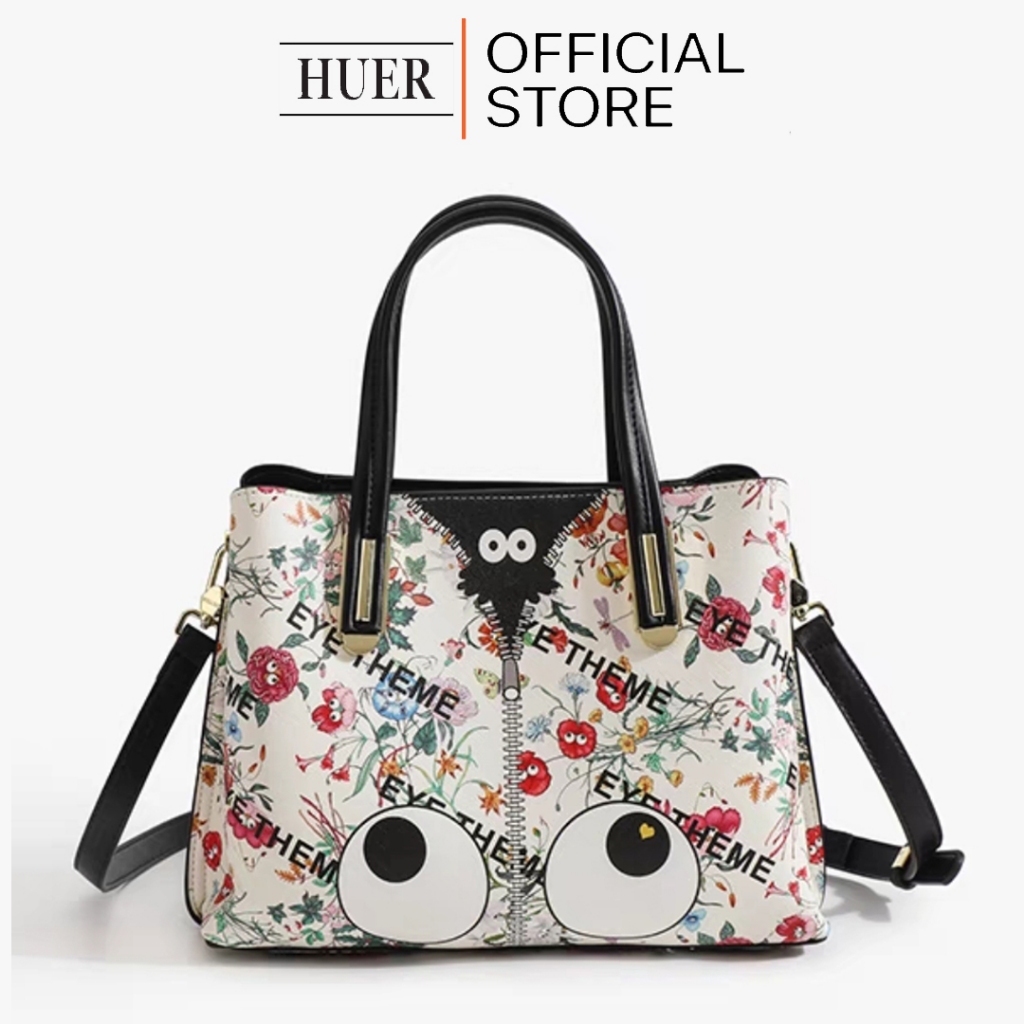HUER ~ Tas Wanita Helyu Eye Theme Printed Tote Bag 9454-223