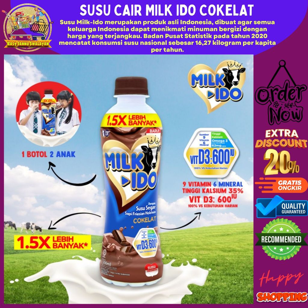 

Milkido Susu Botol Cokelat 300ml