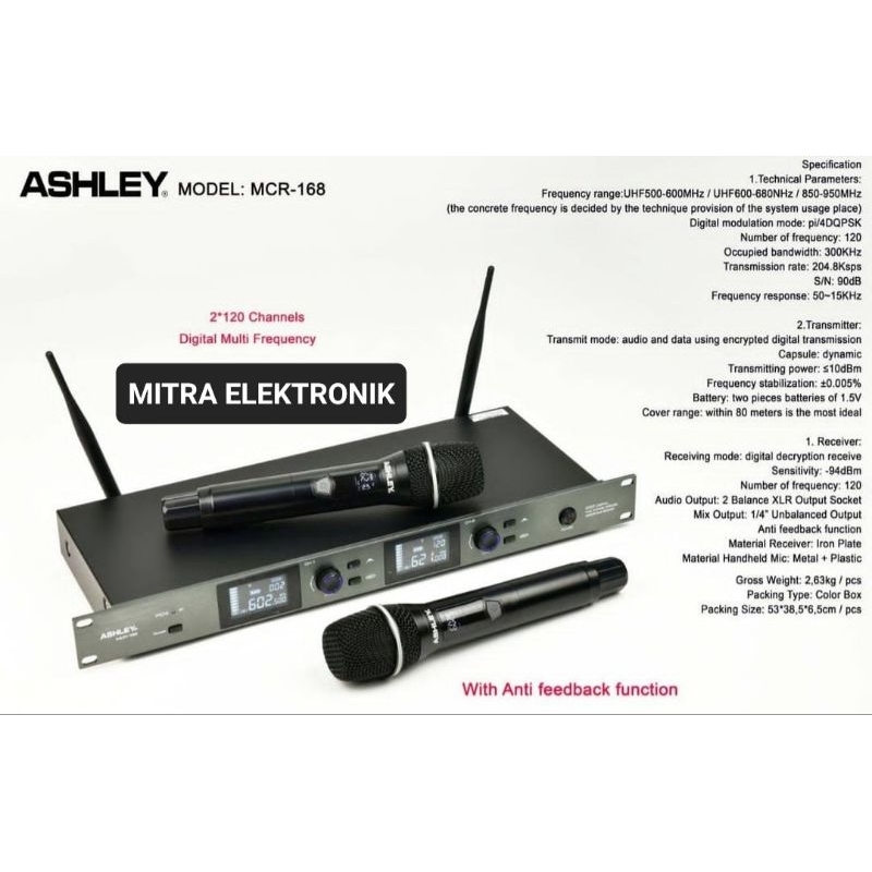 mic wirelles ashley mcr 168 original mic ashley mcr 168