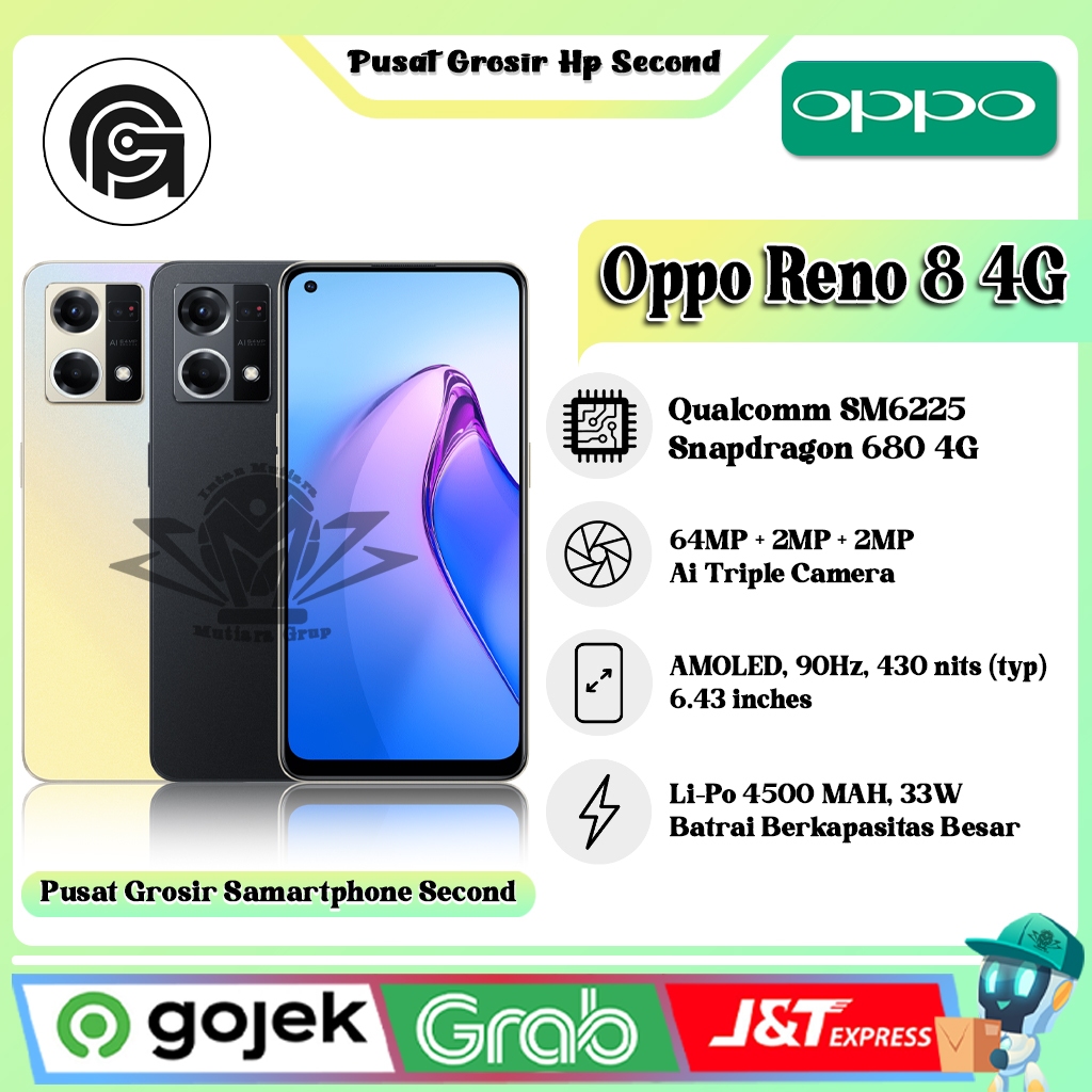 Oppo Reno 8 4G | 5G Ram 8GB Rom 256GB (SECOND)