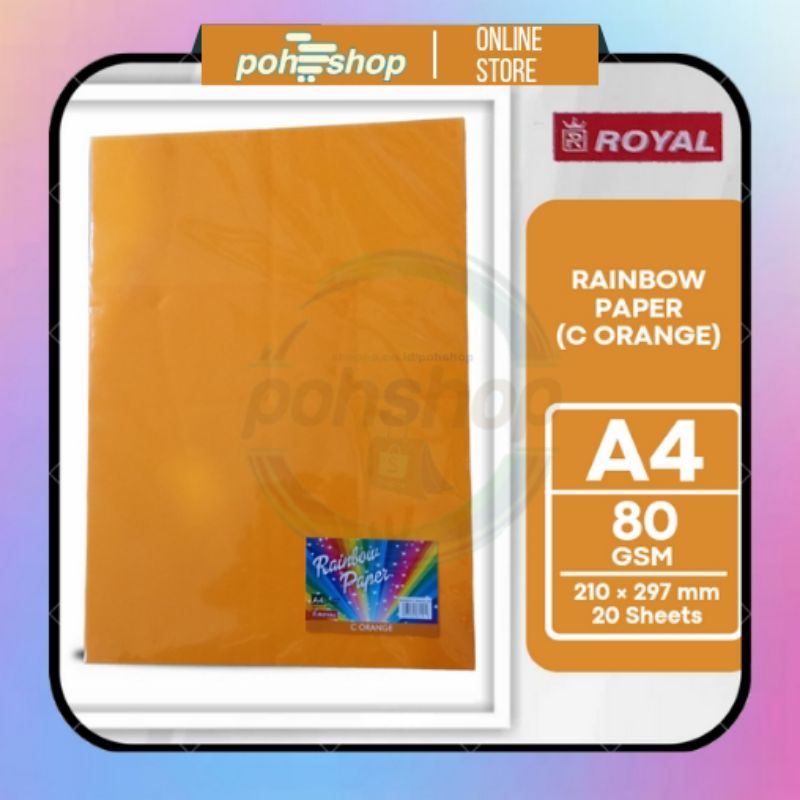 

Royal Rainbow Paper (C Orange) A4-20s