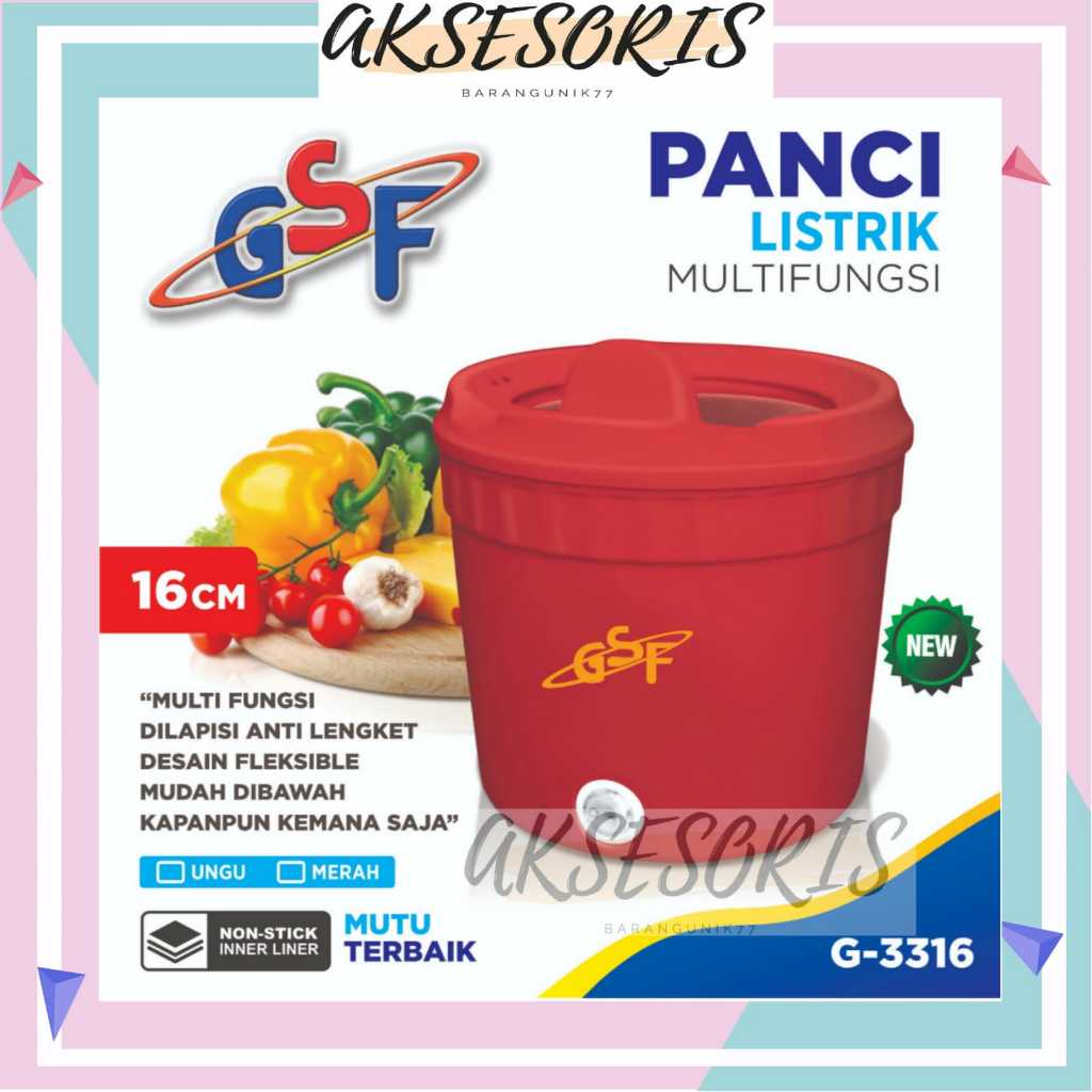 Baru Panci Listrik Gsf G-3316 / Panci Listrik Multifungsi Gsf 3316 / Panci Elektrik Serbaguna /