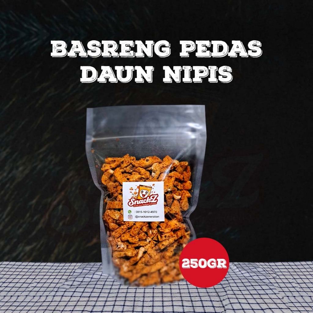 

SNACKZ - BASRENG PEDAS DAUN NIPIS 250 GR