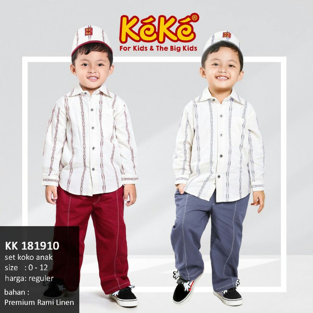 ATASAN ONLY - Koko Anak Keke KK 181910 / Koko Anak Lengan Panjang / Baju Koko Linen / Koko Baju Anak