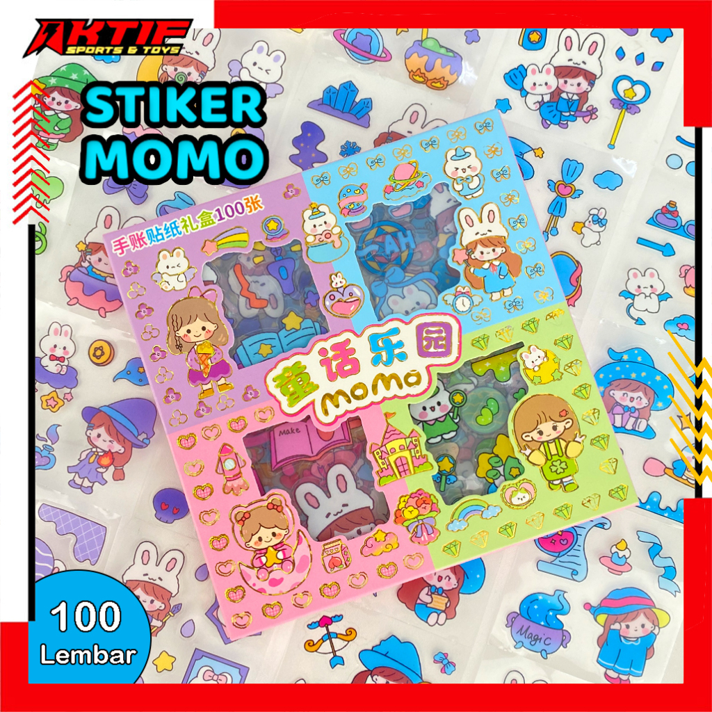 

100 Lembar Sticker MOMO 4 Warna/ Stiker Jurnal Waterproof / Sticker Buku Jurnal Lucu Anti Air