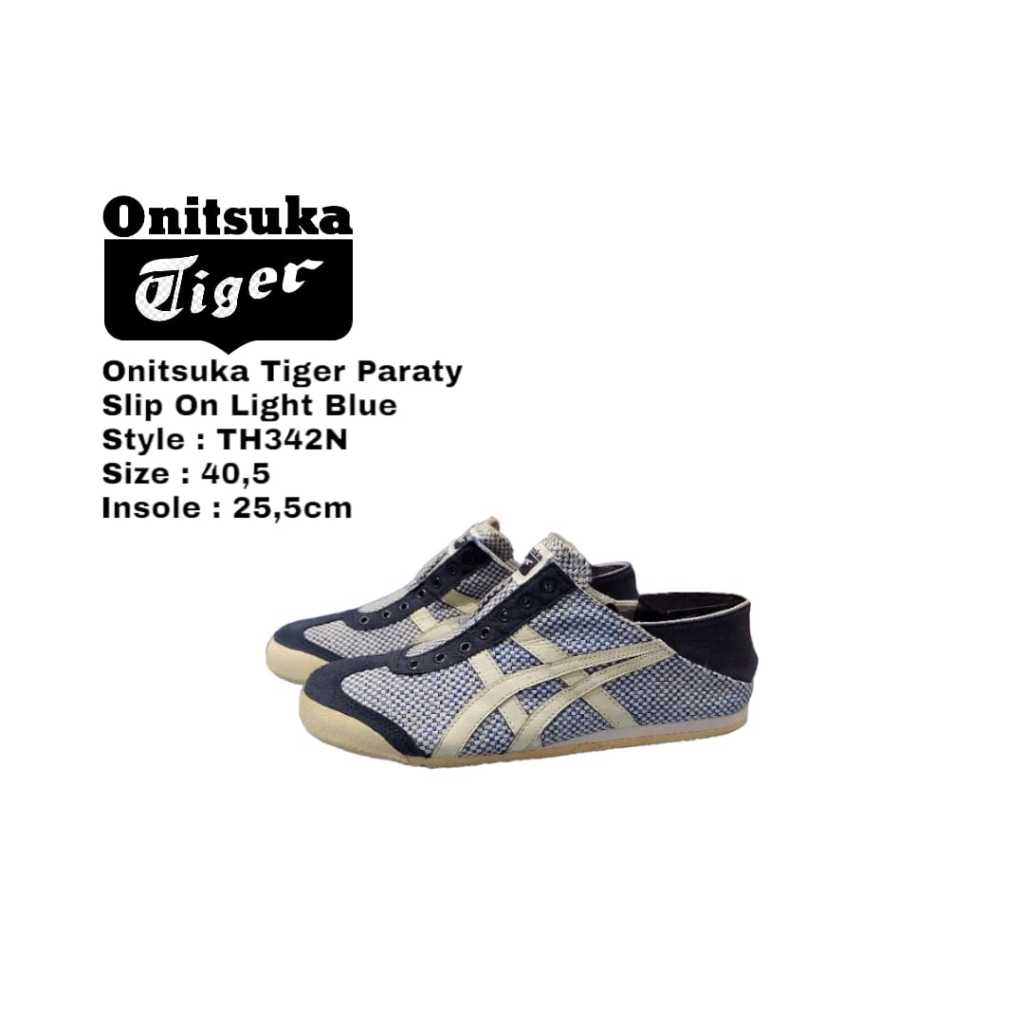 Sepatu Onitsuka Tiger Paraty Slip on Light Blue TH342N Size 40,5 (25,5)