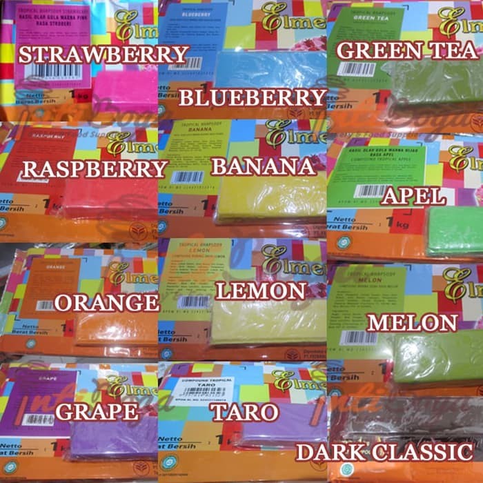 

Elmer Tropical Rhapsody Chocolate Compound Strawberry Blueberry Green Tea Taro Dark Banana Lemon