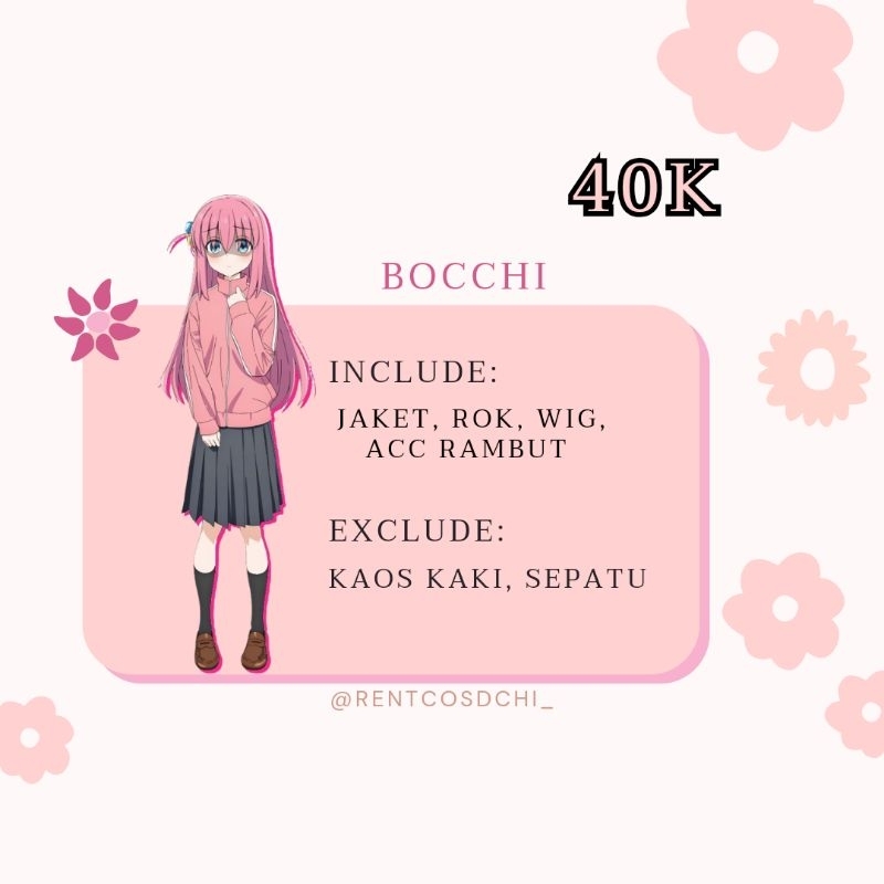 Rental Costume cosplay bocchi