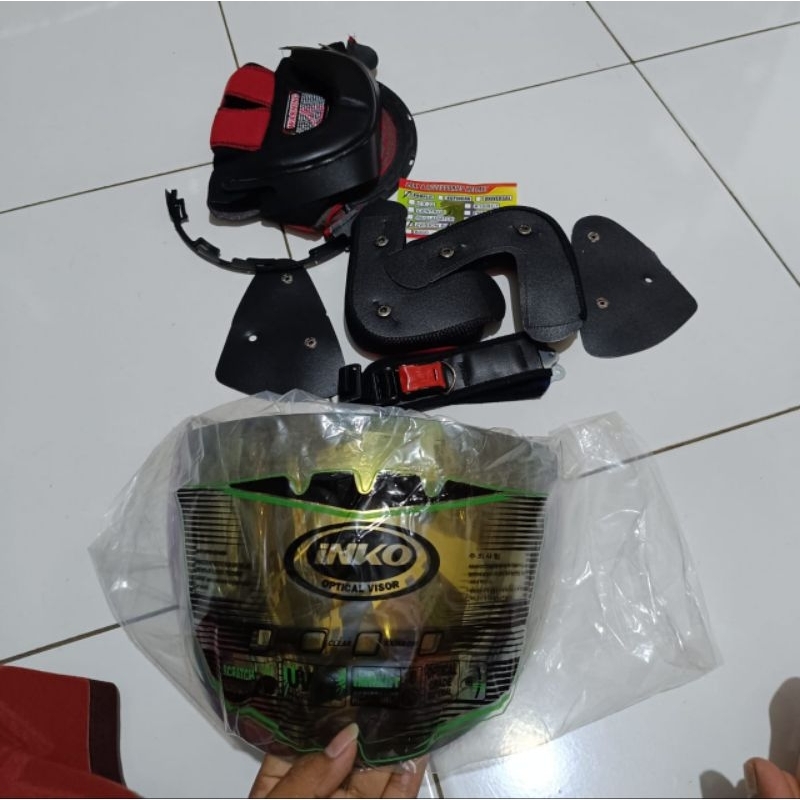Paket Busa helm kyt 2Vision Kancing besik full set busa pipi busa leher busa kepala tali kaca helm K