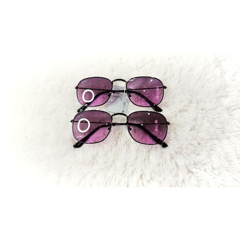 Kacamata Unisex Anti Radiasi UV Protection Laki-Laki Bingkai Besi Lensa Kaca Ungu Model Kotak Korean