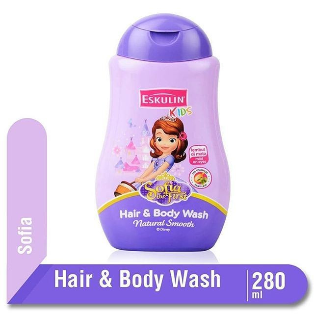 Eskulin Kids 2in1 Hair & Body Wash Natural Smooth Sofia 280ml - Botol Sampo Anak