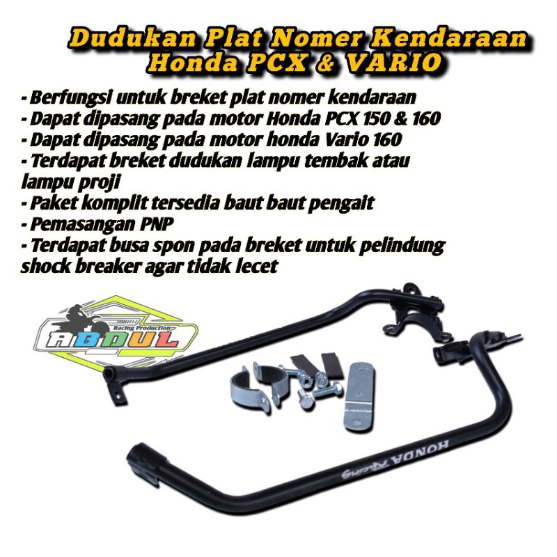Dudukan plat nomor Honda PCX 150&160/Dudukan plat nomor Honda Vario 160