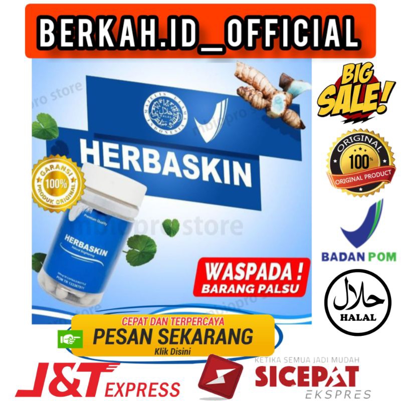 HERBASKIN PENGHILANG FLEK HITAM ORIGINAL 100% ASLI NATURAL BRIGHTENING KAPSUL PEMUTIH BADAN SUPLEMEN