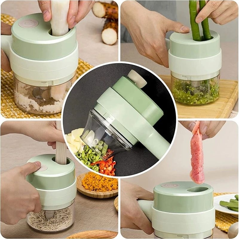 Mini Food Chopper Electric Charging Blender 3IN1 Menggiling Serbaguna 3 Pisau