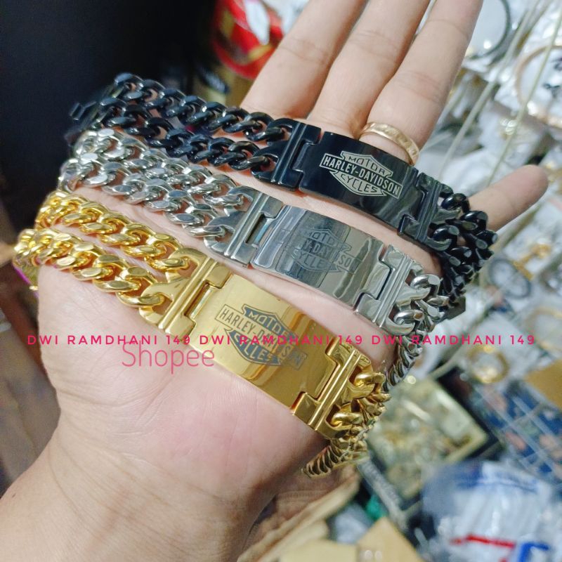 Gelang Titanium Pria Rantai II Lebar 2,2 cm