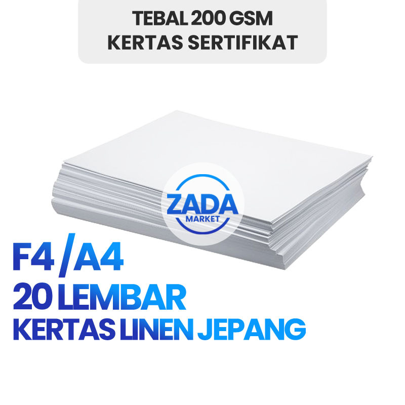 

20 Lembar Kertas Linen Jepang Kosongan Untuk Sertifikatt Piagam Cover Buku Papercraft Kartu Nama Ucapan Undangan Ijazahh Kerajinan Tebal 200 210 220 Gsm F4 A4 Warna Putih
