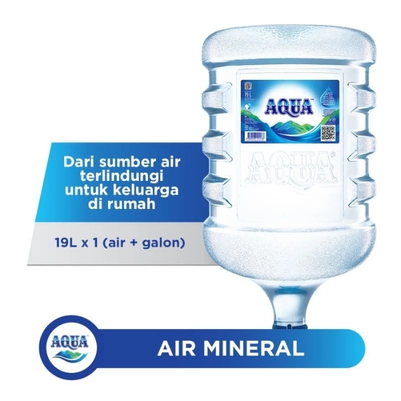 

Aqua (air mineral) galon + isi 19 liter