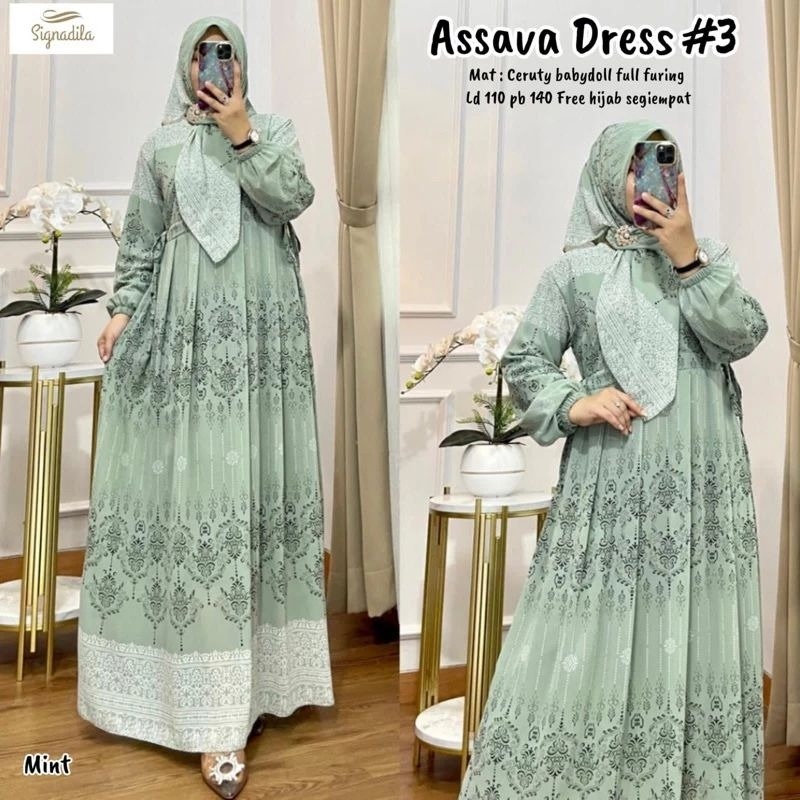 ASAVA ETHNIK DRESS CERUTY SET HIJAB SEGI EMPAT
