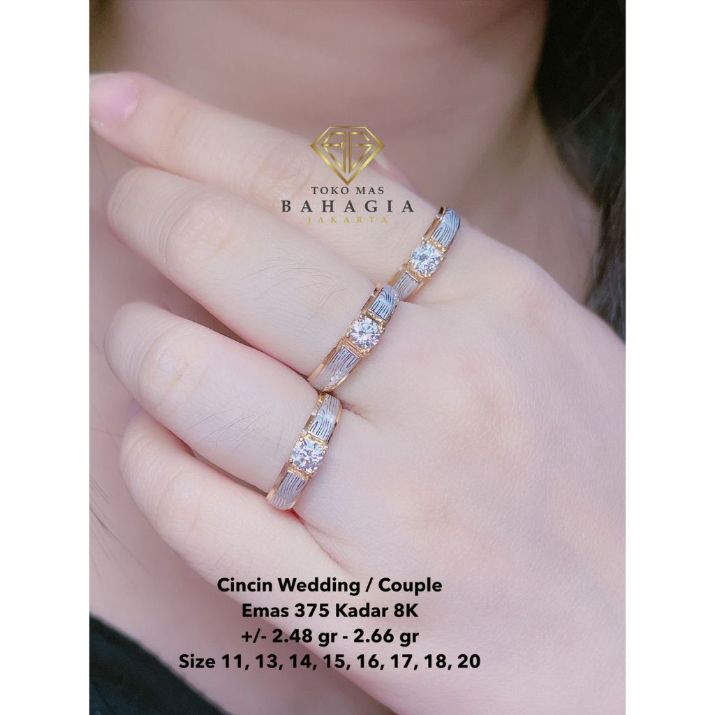 Cincin Wedding Couple Emas 375 Kadar 8K
