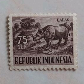 

(AD) Perangko Indonesia 1956 Hewan Kecil - Badak 75 sen Mint