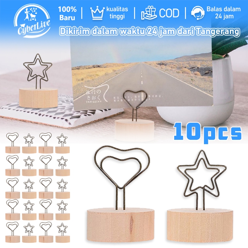 

10pcs Photo Card Holder Bahan Kayu Penjepit Foto Kartu Kayu Price Tag Nomor Meja