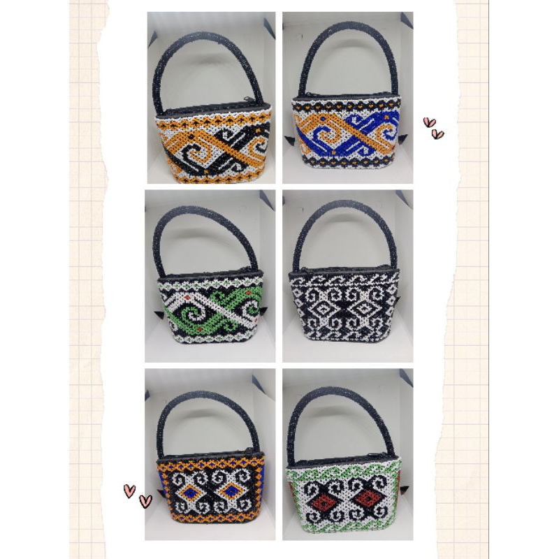 tas tenteng kecil wanita manik manik souvenir kalimantan