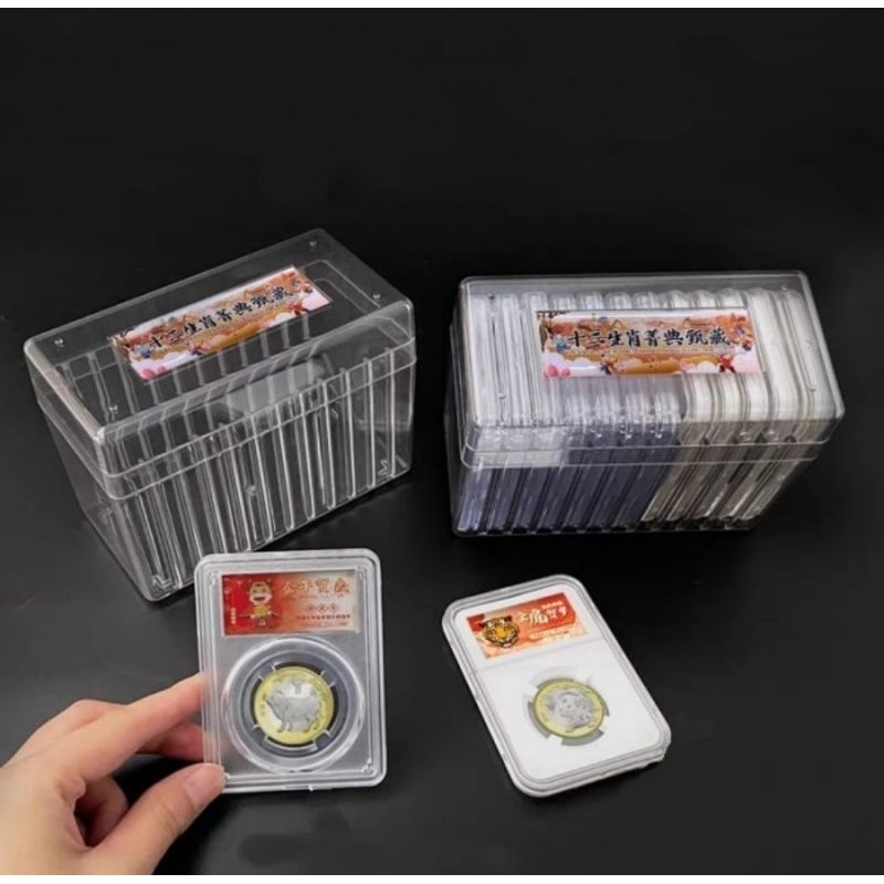 Box Penyimpanan Koin Slab Akrilik PCCB Kosongan 12 slab NGC PCGS