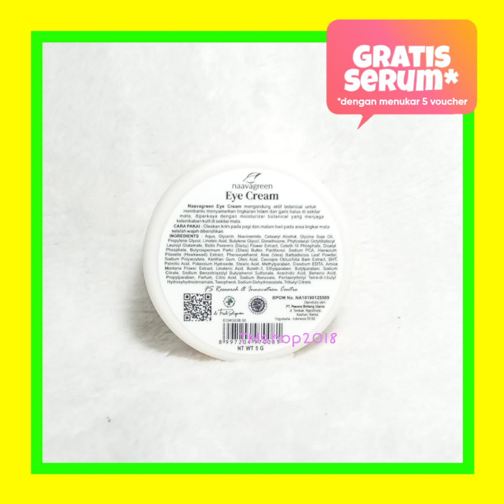 Naavagreen Eye Cream 5 gram by dr Fredi Setyawan Original Skincare Krim Mata Lingkaran Hitam Dark Ci