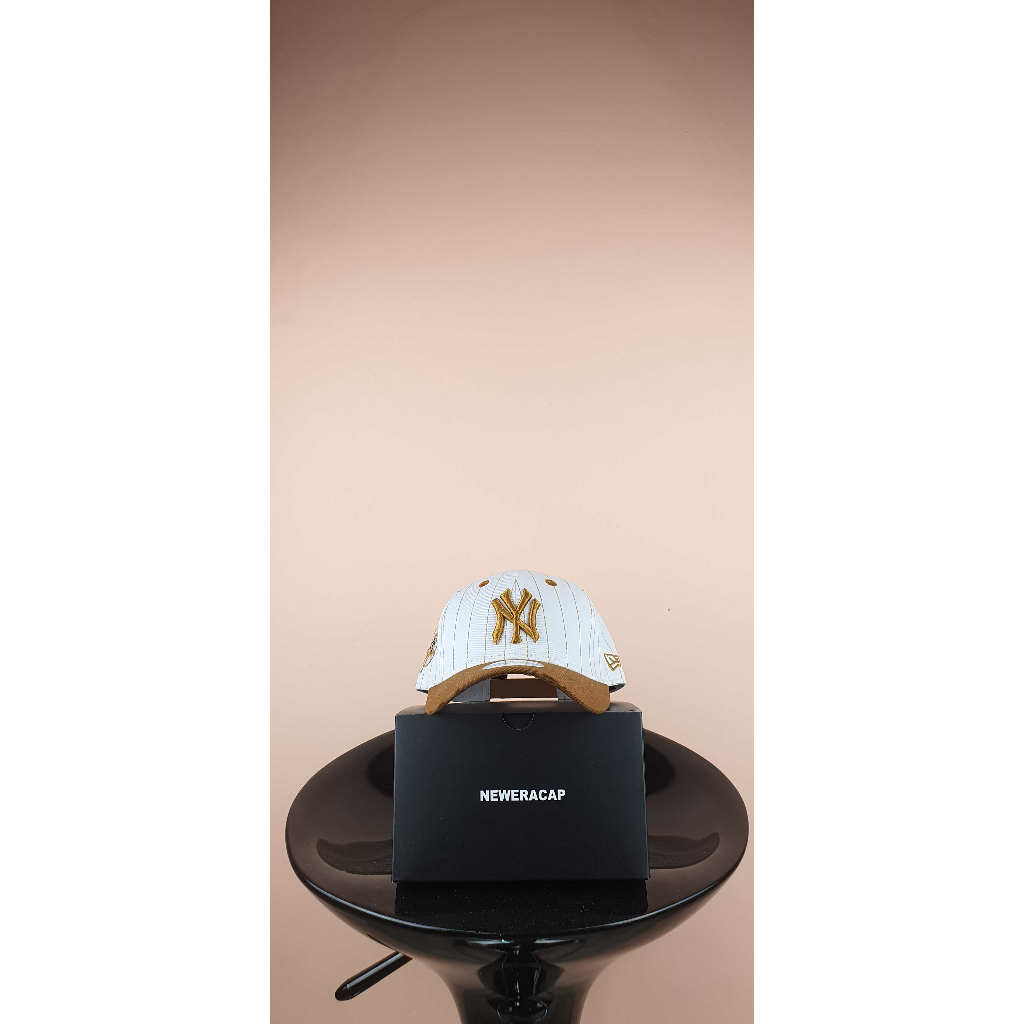 ny putih garis coklat visor coklat logo coklat Topi Pria Baseball Snapback Polos Wanita Unisex Premi