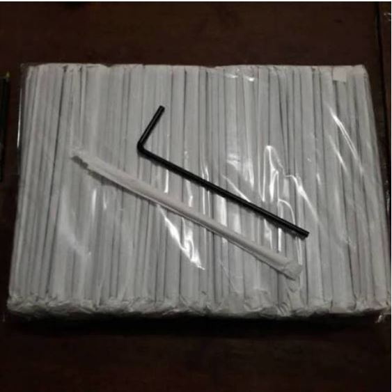 Sedotan Hitam Steril Kertas | Sedotan Bengkok Hitam Steril Kertas