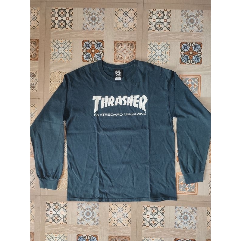 Thrasher LongSleeve Long Sleeve Sweatshirt Black Ori Made in Honduras
