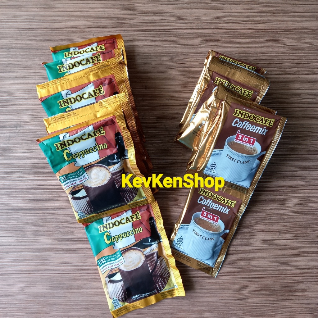 

Indocafe Coffeemix atau Kopi Indo Cafe Cappuccino Coffee Harga per Renceng isi 10 Sachet