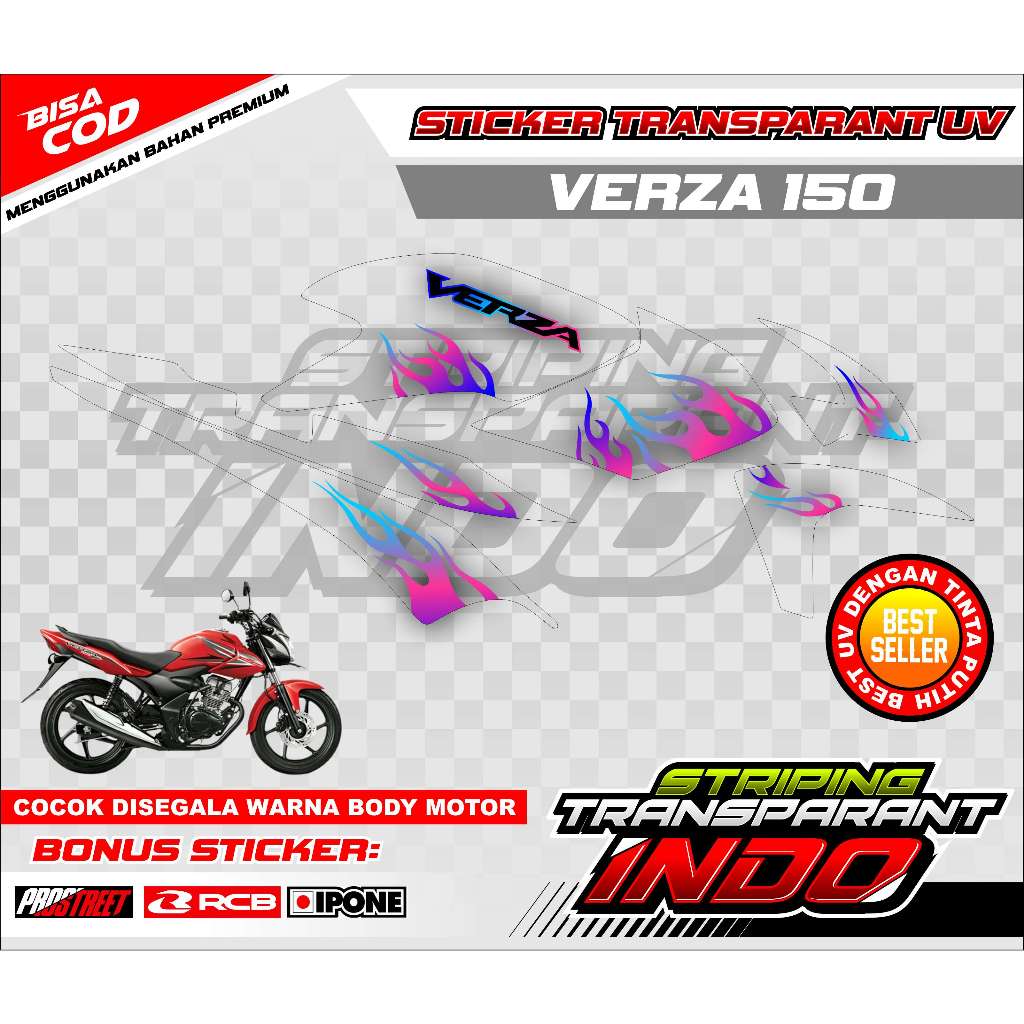 STRIPING VARIASI MOTOR VERZA 150 DESAIN API / STICKER LIST VARIASI MOTOR HONDA VERZA 150