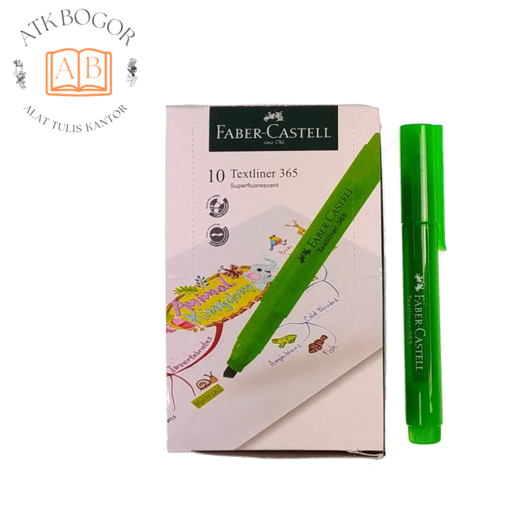 

Faber Castell Textliner 365 Superfluorescent Warna Cerah 3 Ketebalan Highlighter Hijau / Ungu / Kuning - Isi 1 Pack / 10 Pcs