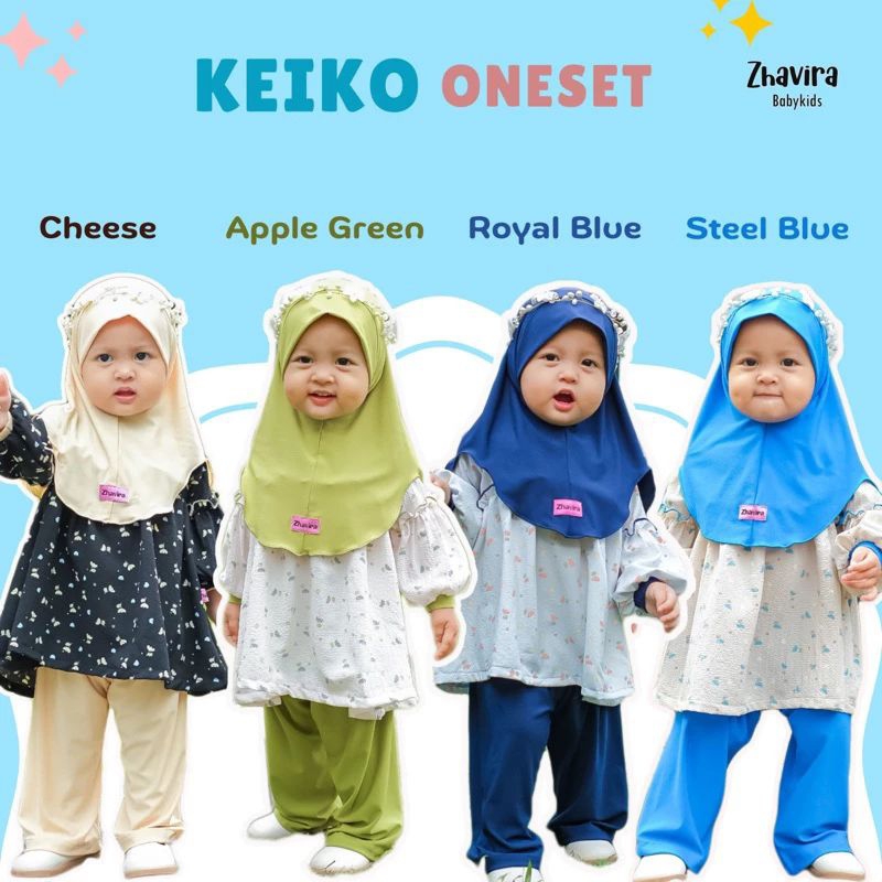 KEIKO ONESET + Hijab | One Set | Gamis Anak |Gamis Bayi | gamis premium | gamis cantik | Setelan ana