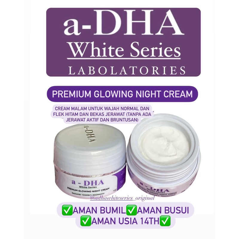 PREMIUM GLOWING DOSIS TINGGI ADHA WHITE SERIES/Cream Malam Ecer Adha White Series