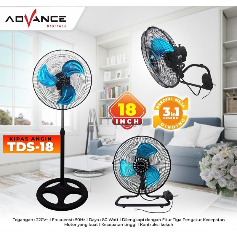 Kipas Angin Advance TDS-18 3in1 18 inch / Kipas Angin Advance TDS18 Kipas Duduk Kipas Dinding