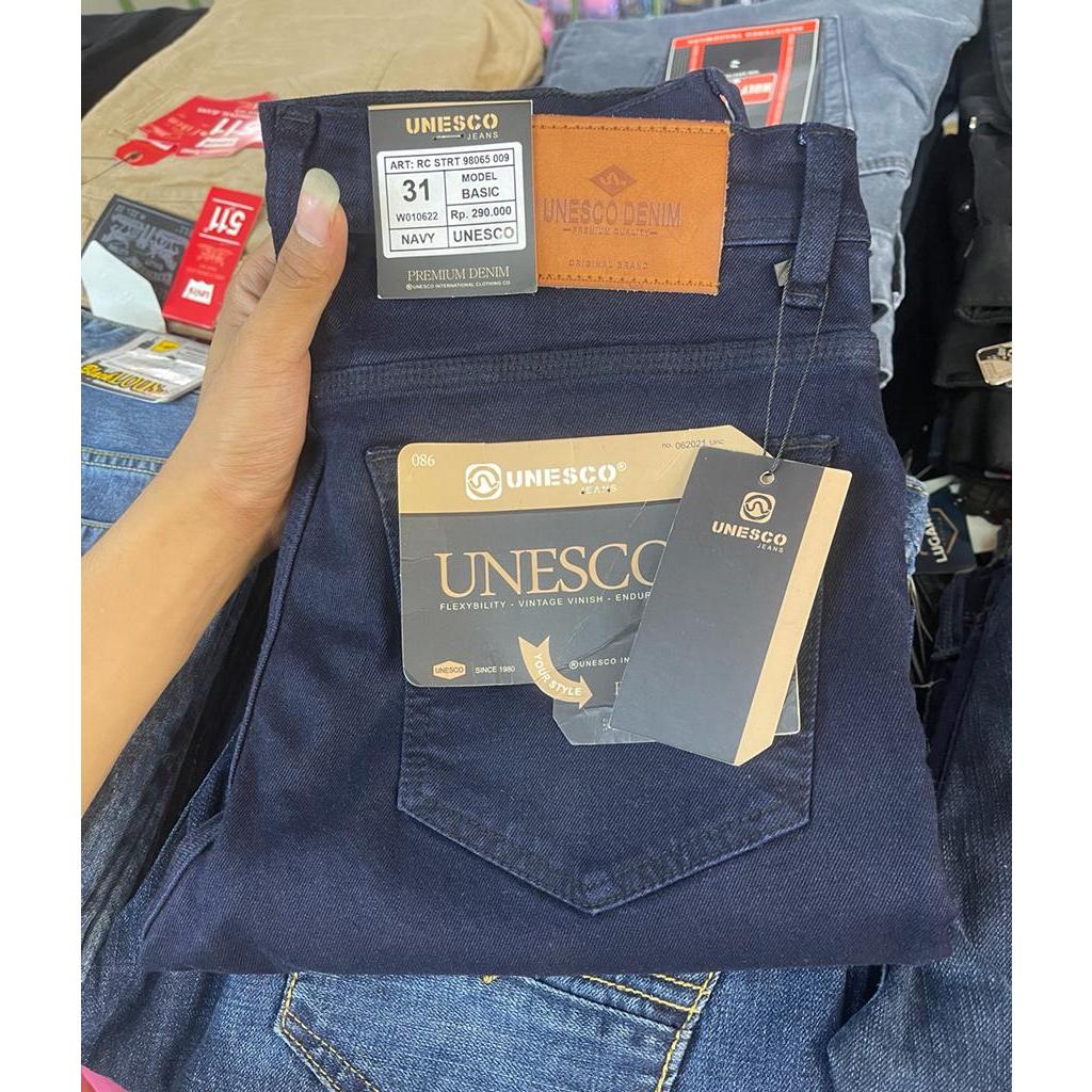BIG SIZE 27-44 CELANA JEANS PANJANG PRIA UNESCO BRANDED / [COD] CELANA PANJANG STANDAR REGULER JEANS