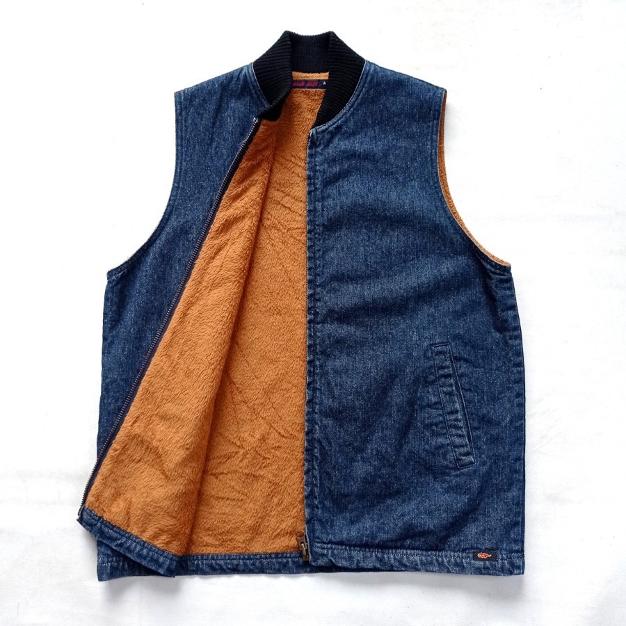 rompi Gaijin Made Japan denim vest fleece lining visvim kapital orslow