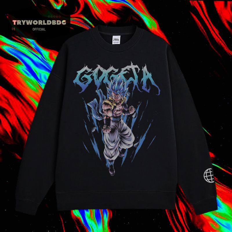 TRYWORLDBDG OFFICIAL "GOGETA" CREWNECK | SWEATER | HOODIE | CREWNECK HITAM | CREWNECK EDISI ANIME | 
