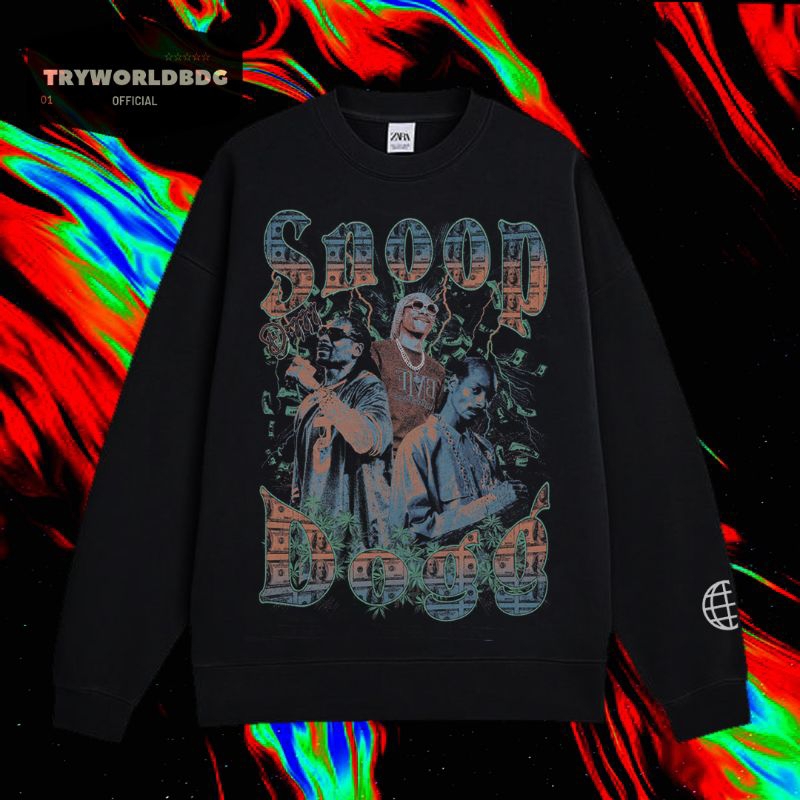 TRYWORLDBDG OFFICIAL "SNOOP DOGG" CREWNECK | SWEATER | HOODIE | CREWNECK HITAM | CREWNECK SNOOP DOGG