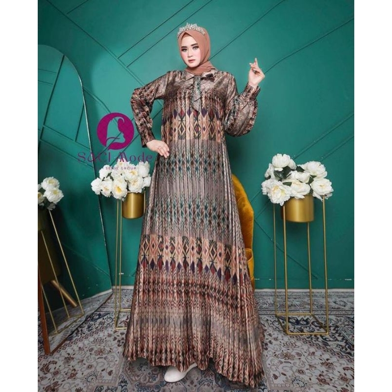 gamis plisket Armani silk saci mode by dashopie