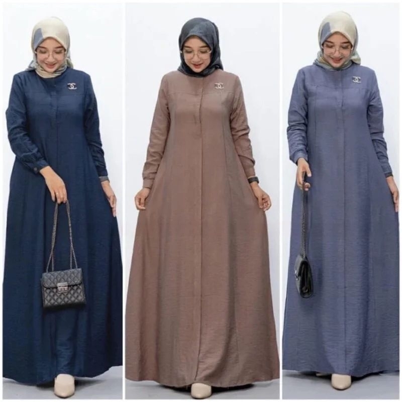 [Best seller] Maryam Dress Busui frendly/Crinkle airflow/Gamis kekinian/Top wanita