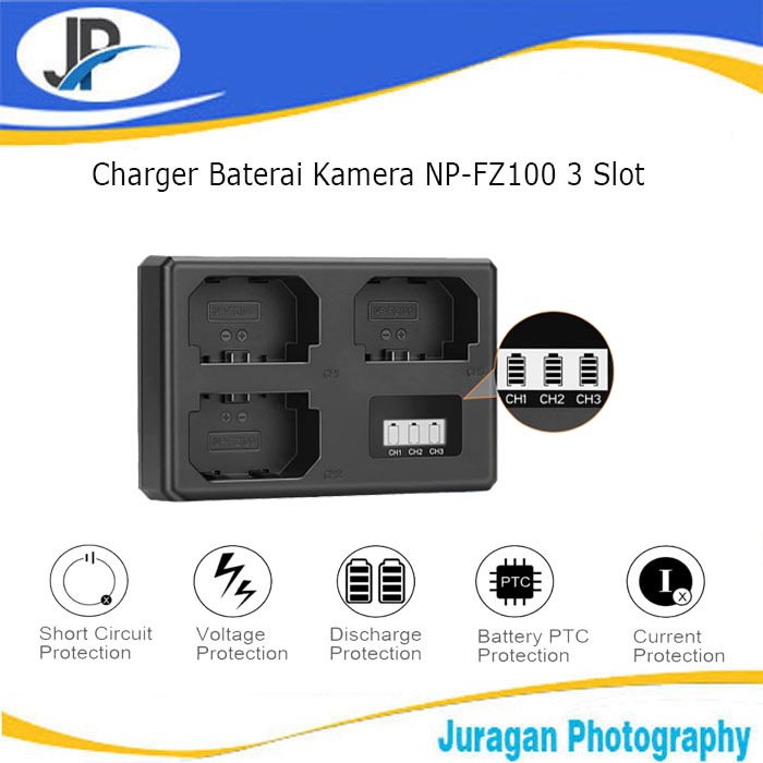 Charger Baterai Kamera Sony NP-FZ100 3 Slot / Battery Charger Sony NP-FZ100