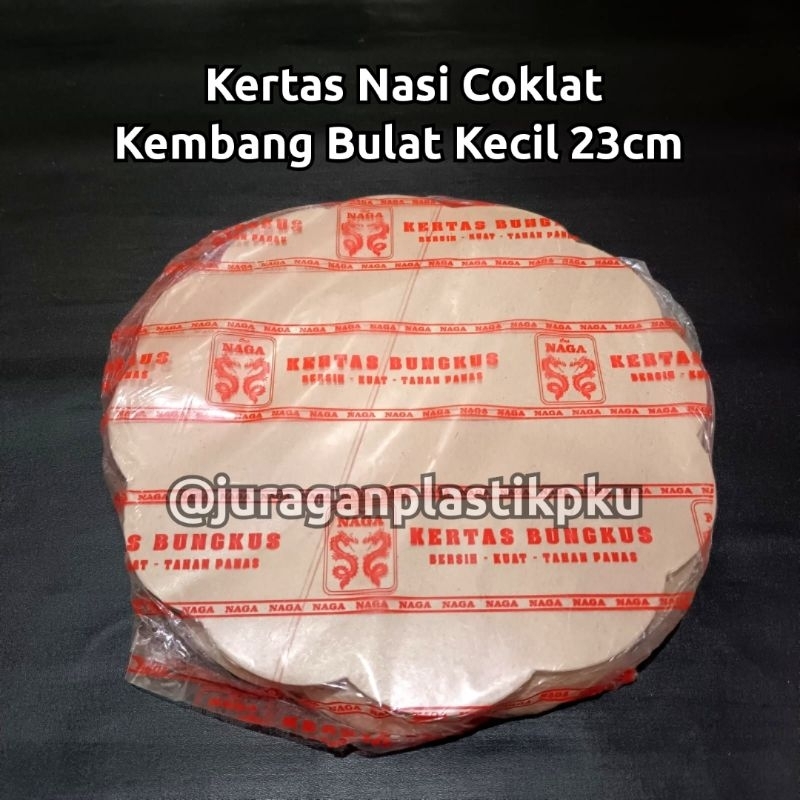 Kertas Nasi Coklat Kembang Bulat 24 cm Kecil ( isi 200 lembar ) / Alas Piring Rotan Prasmanan Samir 