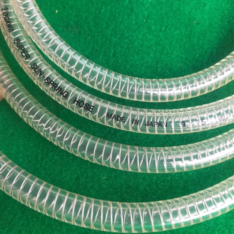 selang lubang 9mm bensin solar angin vacum pcv  transparan spring hose mobil per 1/2 meter made in j